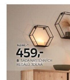 8 SADA NÁSTĚNNÝCH REGÁLŮ, 3DÍLNÁ