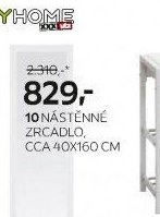 10 NÁSTĚNNÉ ZRCADLO, CCA 40X160 CM