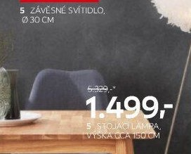 Stojací lampa, výška cca 150 cm