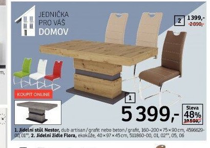 Jídelní stůl Nestor a židle Flora