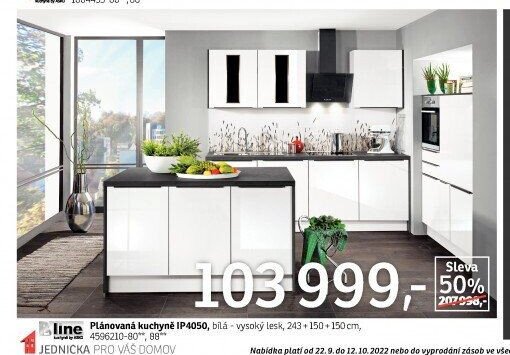 Plánovaná kuchyně IP4050, bílá - vysoký lesk