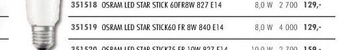 OSRAM LED STAR STICK60 FR 8W 840 E14