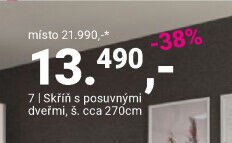 Skříň s posuvnými dveřmi, š. cca 270cm