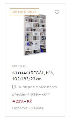 MID.YOU STOJACÍ REGÁL, bílá, 102/183/23 cm