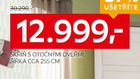 SKŘÍŇ S OTOČNÝMI DVEŘMI, ŠÍŘKA CCA 255 CM