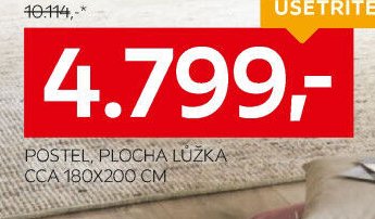 POSTEL, PLOCHA LŮŽKA CCA 180X200 CM