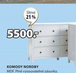 Komoda NORDBY (3+3 zásuvky)