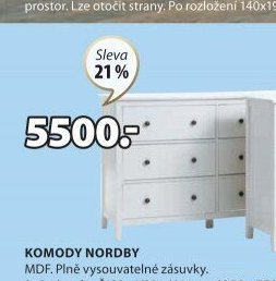 Komoda NORDBY 3+3 zásuvky