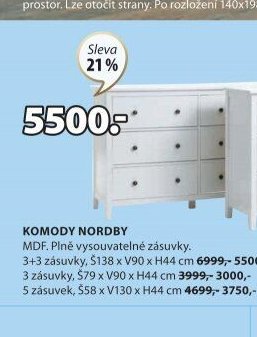 Komoda Nordby (3+3 zásuvky)
