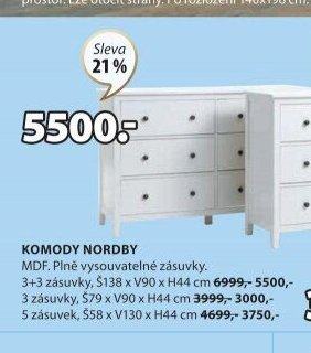 Komody NORDBY (3+3 zásuvky)