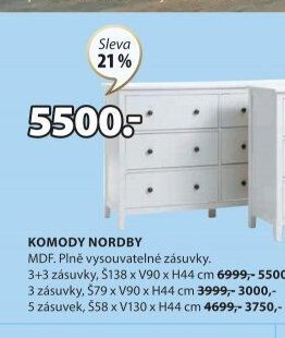 Komody NORDBY (3+3 zásuvky)