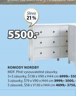 Komoda Nordby (3+3 zásuvky)