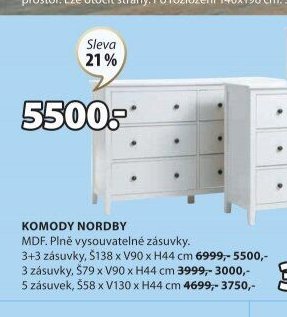 Komody NORDBY (3+3 zásuvky)