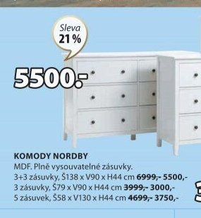 Komoda NORDBY 3+3 zásuvky