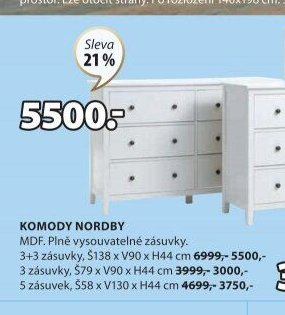 Komody NORDBY (3+3 zásuvky)
