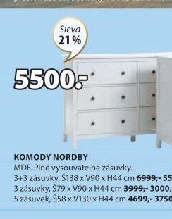 Komoda NORDBY 3+3 zásuvky