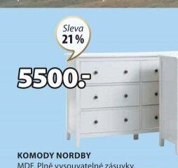 Komoda NORDBY 3+3 zásuvky