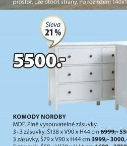 Komoda Nordby (3+3 zásuvky)