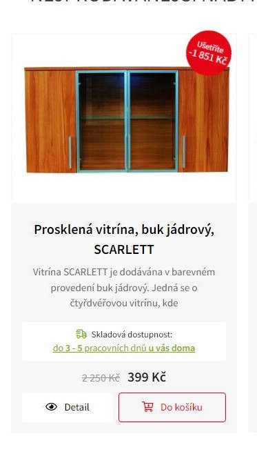 Prosklená vitrína, buk jádrový, SCARLETT