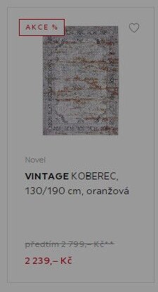 Novel VINTAGE KOBEREC, 130/190 cm, oranžová