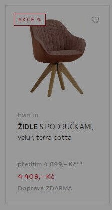Hom'in ŽIDLE S PODRUČKAMI, velur, terra cotta