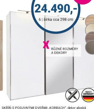 SKŘÍŇ S POSUVNÝMI DVEŘMI „SONATE ROM“, 6 polic, Š/V/H: cca 298/240/68 cm 24.490,-
