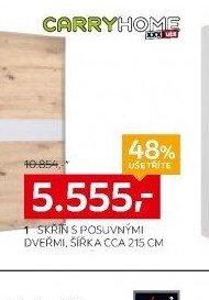 1 SKŘÍŇ S POSUVNÝMI DVERMI, ŠÍŘKA CCA 215 CM