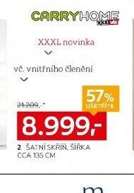 2 ŠATNÍ SKŘÍŇ, ŠÍŘKA CCA 135 CM
