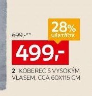 Koberec s vysokým vlasem, cca 60x115 cm