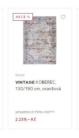 Novel VINTAGE KOBEREC, 130/190 cm, oranžová