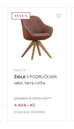 Hom'in ŽIDLE S PODRUČKAMI, velur, terra cotta