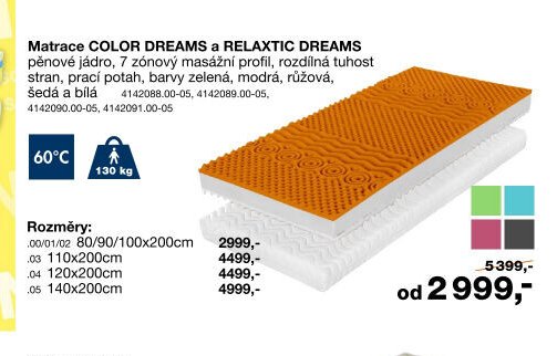 Matrace COLOR DREAMS a RELAXTIC DREAMS