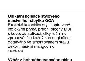 Unikátní kolekce stylového masivního nábytku GOA