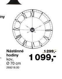 Nástěnné hodiny (kov, 70 cm)