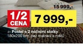 Postel s 2 nočními stolky 180x200 cm