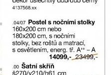 Ložnicový program BELLEVUE - Postel s nočními stolky 160/180x200 cm