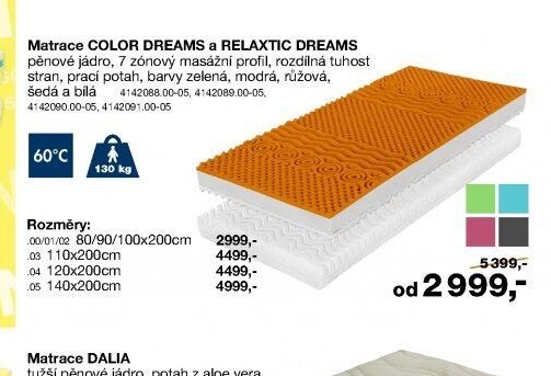 Matrace COLOR DREAMS a RELAXTIC DREAMS