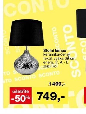 Stolní lampa keramická/černý textil