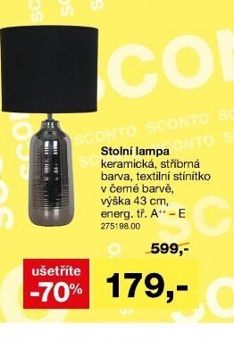 Stolní lampa keramická, stříbrná barva