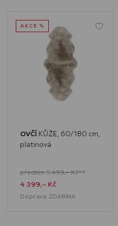 OVČÍ KŮŽE, 60/180 cm, platinová