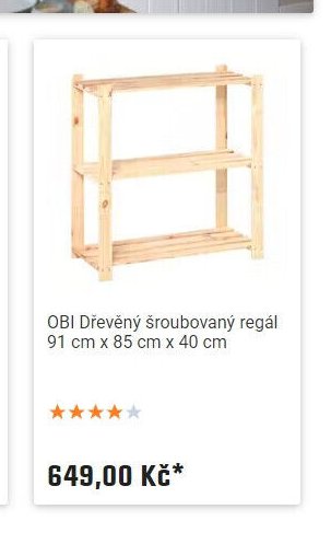OBI Dřevěný šroubovaný regál 91 cm x 85 cm x 40 cm