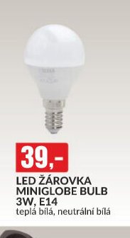 LED ŽÁROVKA MINIGLOBE BULB 3W, E14