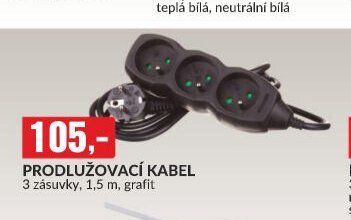 PRODLUŽOVACÍ KABEL 3 zásuvky, 1,5 m, grafit