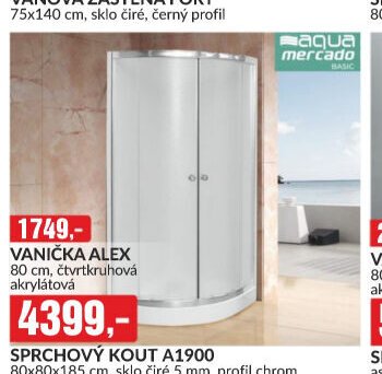 VANIČKA ALEX 80 cm, čtvrtkruhová akrylátová