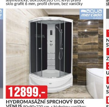 HYDROMASÁŽNÍ SPRCHOVÝ BOX VENUS 90x90x220 cm, s hlubokou vaničkou
