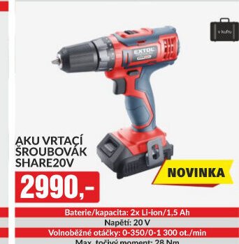 Aku vrtací šroubovák Share20V