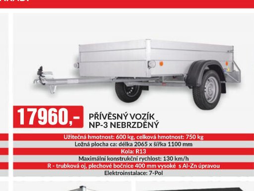 PŘÍVĚSNÝ VOZÍK NP-3 NEBRZDĚNÝ
