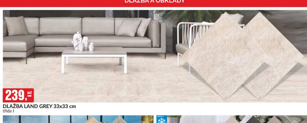 DLAŽBA LAND GREY 33x33 cm