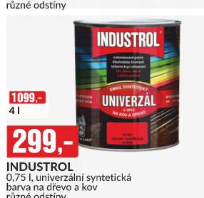 INDUSTROL 0,75 l, univerzální syntetická barva na dřevo a kov různé odstíny