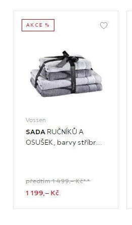 Vossen SADA RUČNÍKŮ A OSUŠEK, barvy stříbrné